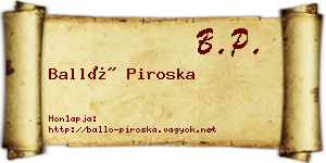 Balló Piroska névjegykártya
